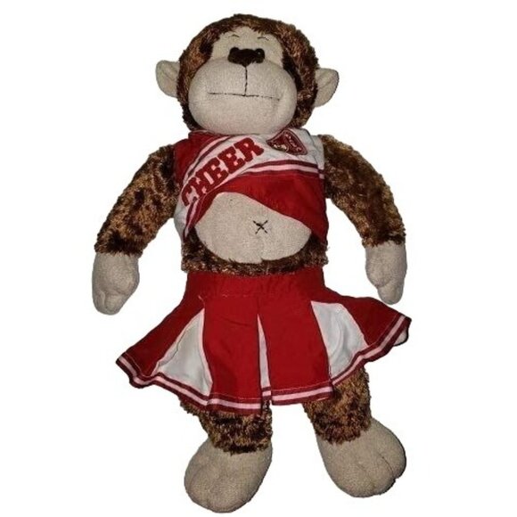 Build a Bear Stuffed animal plush monkey red cheerleader outfit 18" Ape Chimp - Picture 5 of 6